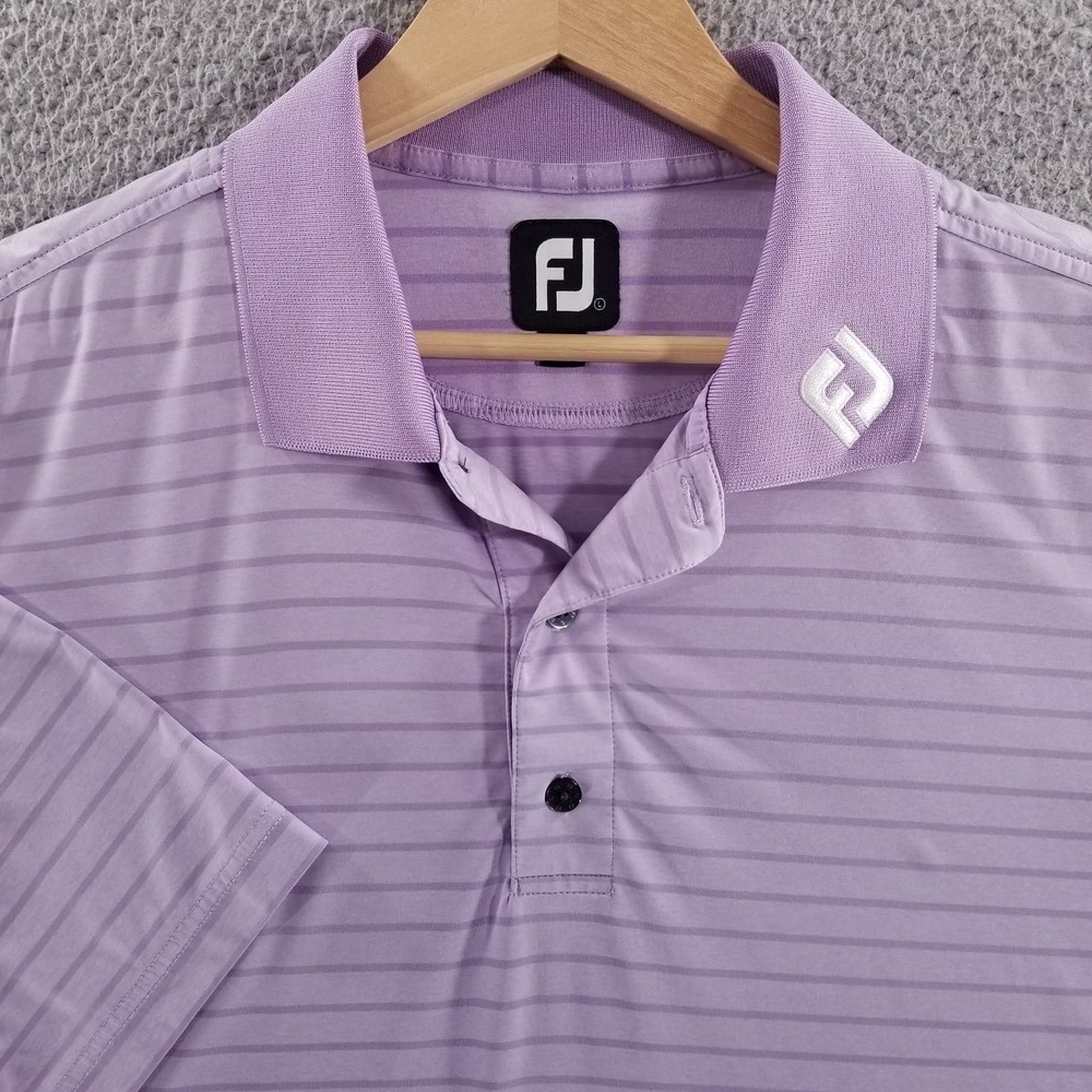 FootJoy Polo Shirt Mens Large Purple Tour Issue Performance Golf FJ Collar Logo